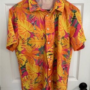 NFINITY Tropical Short-Sleeve Button-Up Shirt - Yellow & Pink